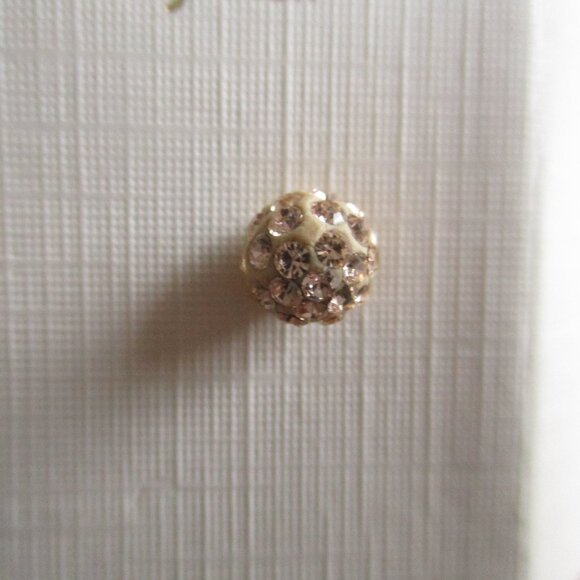 14k gold genuine crysta disco ball stud earrings - Picture 4 of 6